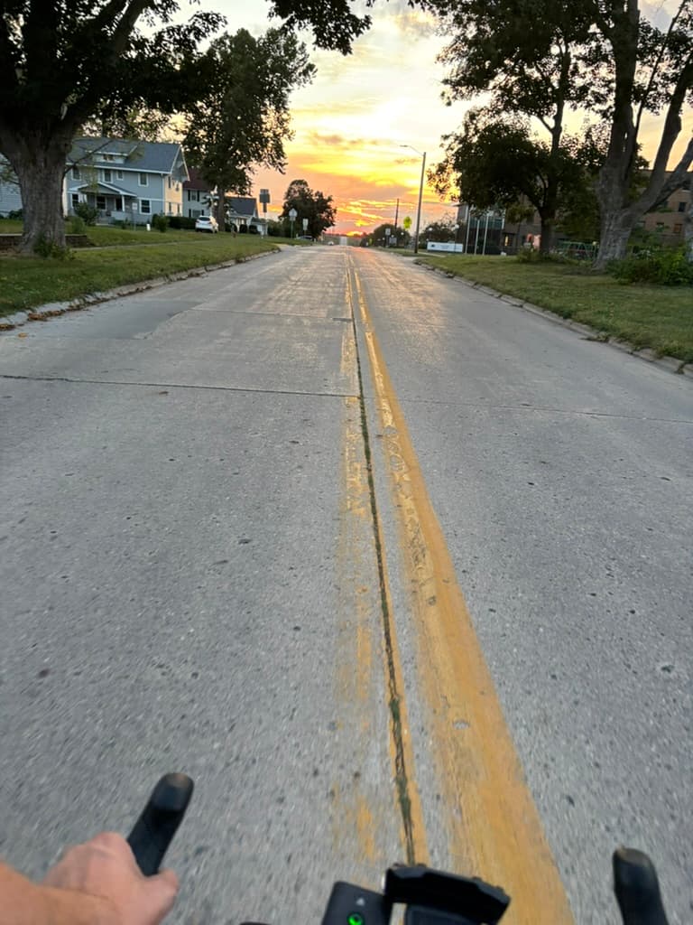 Sunset road centerline from bike