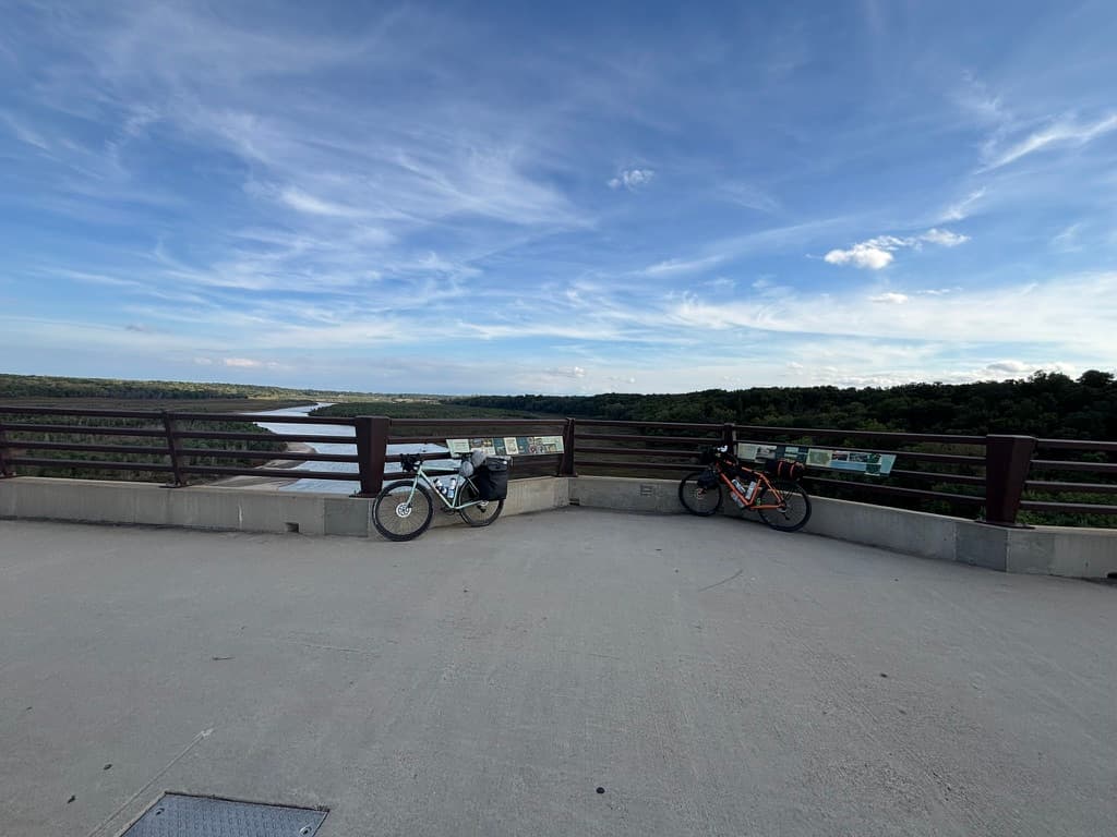 Two bikes at river overlook